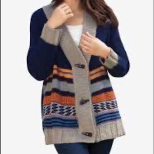 Woman Within Large toggle button cardigan
